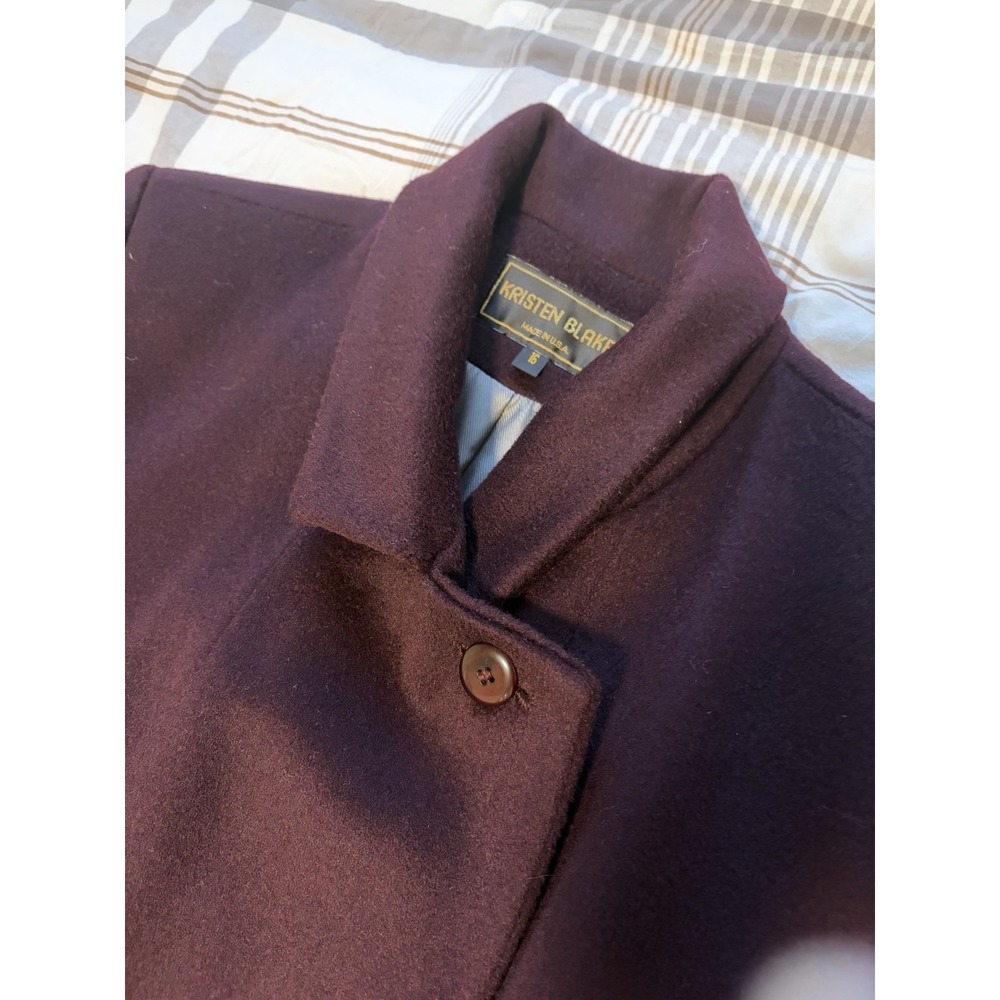 Vtg Kristen Blake Bordeaux 100% Wool Maxi Coat Sz 16 USA Old Money Quiet Luxury - Picture 10 of 16